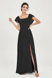 Classic Chiffon A Line Bridesmaid Dress Flutter Sleeves Formal Evening Prom Dresses Gowns