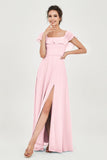 Classic Chiffon A Line Bridesmaid Dress Flutter Sleeves Formal Evening Prom Dresses Gowns