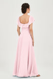 Classic Chiffon A Line Bridesmaid Dress Flutter Sleeves Formal Evening Prom Dresses Gowns