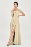 Classic Chiffon A Line Bridesmaid Dress Flutter Sleeves Formal Evening Prom Dresses Gowns