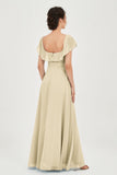 Classic Chiffon A Line Bridesmaid Dress Flutter Sleeves Formal Evening Prom Dresses Gowns
