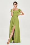 Classic Chiffon A Line Bridesmaid Dress Flutter Sleeves Formal Evening Prom Dresses Gowns