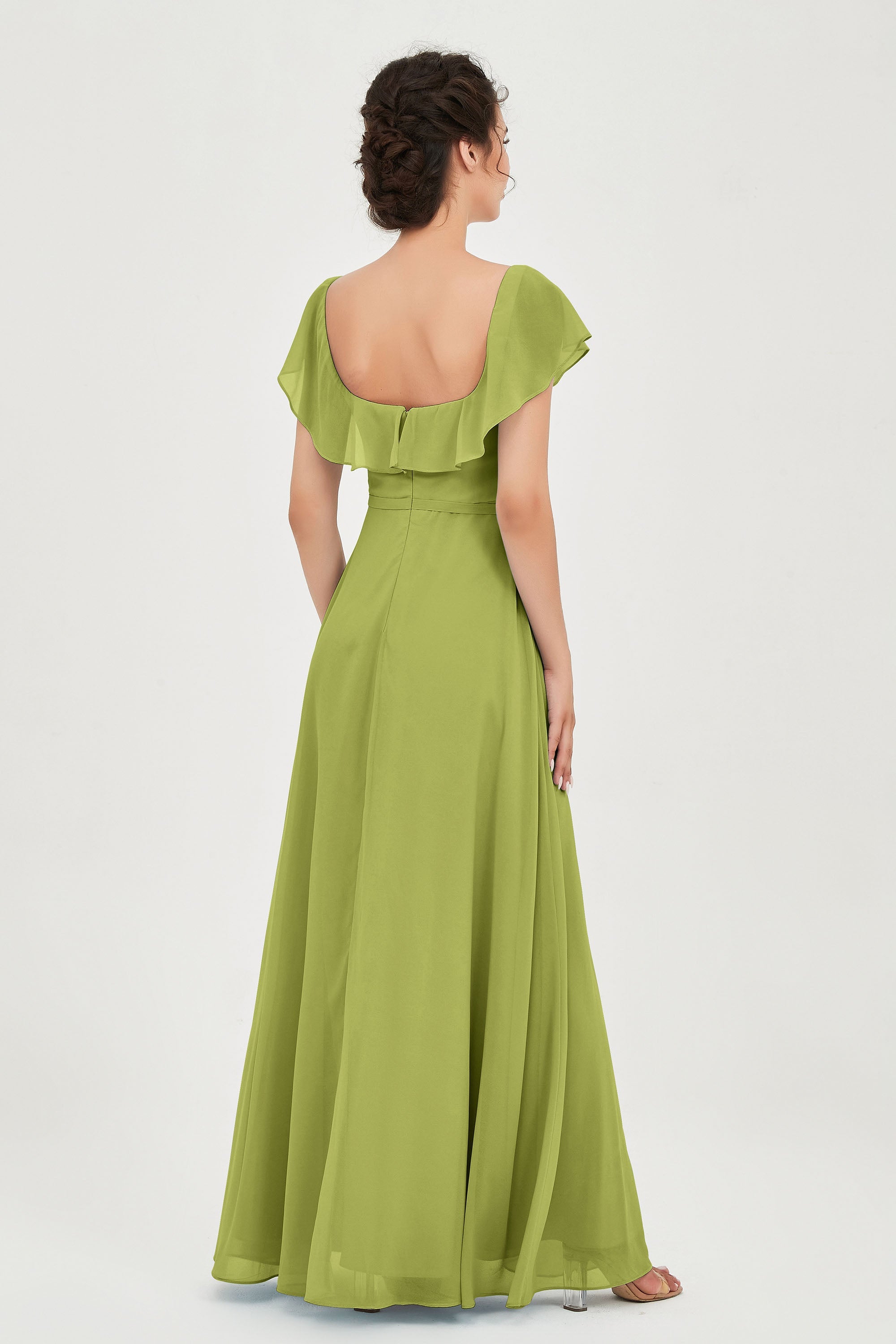 Classic Chiffon A Line Bridesmaid Dress Flutter Sleeves Formal Evening Prom Dresses Gowns