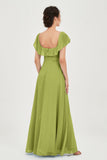 Classic Chiffon A Line Bridesmaid Dress Flutter Sleeves Formal Evening Prom Dresses Gowns