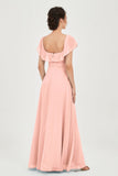 Classic Chiffon A Line Bridesmaid Dress Flutter Sleeves Formal Evening Prom Dresses Gowns