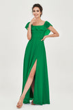 Classic Chiffon A Line Bridesmaid Dress Flutter Sleeves Formal Evening Prom Dresses Gowns