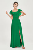 Classic Chiffon A Line Bridesmaid Dress Flutter Sleeves Formal Evening Prom Dresses Gowns