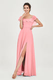 Classic Chiffon A Line Bridesmaid Dress Flutter Sleeves Formal Evening Prom Dresses Gowns