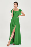 Classic Chiffon A Line Bridesmaid Dress Flutter Sleeves Formal Evening Prom Dresses Gowns