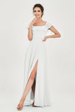 Classic Chiffon A Line Bridesmaid Dress Flutter Sleeves Formal Evening Prom Dresses Gowns