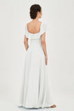 Classic Chiffon A Line Bridesmaid Dress Flutter Sleeves Formal Evening Prom Dresses Gowns