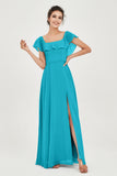 Classic Chiffon A Line Bridesmaid Dress Flutter Sleeves Formal Evening Prom Dresses Gowns