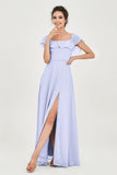 Classic Chiffon A Line Bridesmaid Dress Flutter Sleeves Formal Evening Prom Dresses Gowns
