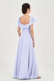 Classic Chiffon A Line Bridesmaid Dress Flutter Sleeves Formal Evening Prom Dresses Gowns