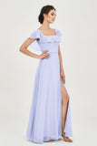Classic Chiffon A Line Bridesmaid Dress Flutter Sleeves Formal Evening Prom Dresses Gowns