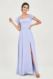 Classic Chiffon A Line Bridesmaid Dress Flutter Sleeves Formal Evening Prom Dresses Gowns