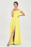 Classic Chiffon A Line Bridesmaid Dress Flutter Sleeves Formal Evening Prom Dresses Gowns