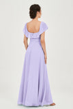 Classic Chiffon A Line Bridesmaid Dress Flutter Sleeves Formal Evening Prom Dresses Gowns