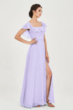 Classic Chiffon A Line Bridesmaid Dress Flutter Sleeves Formal Evening Prom Dresses Gowns