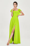 Classic Chiffon A Line Bridesmaid Dress Flutter Sleeves Formal Evening Prom Dresses Gowns