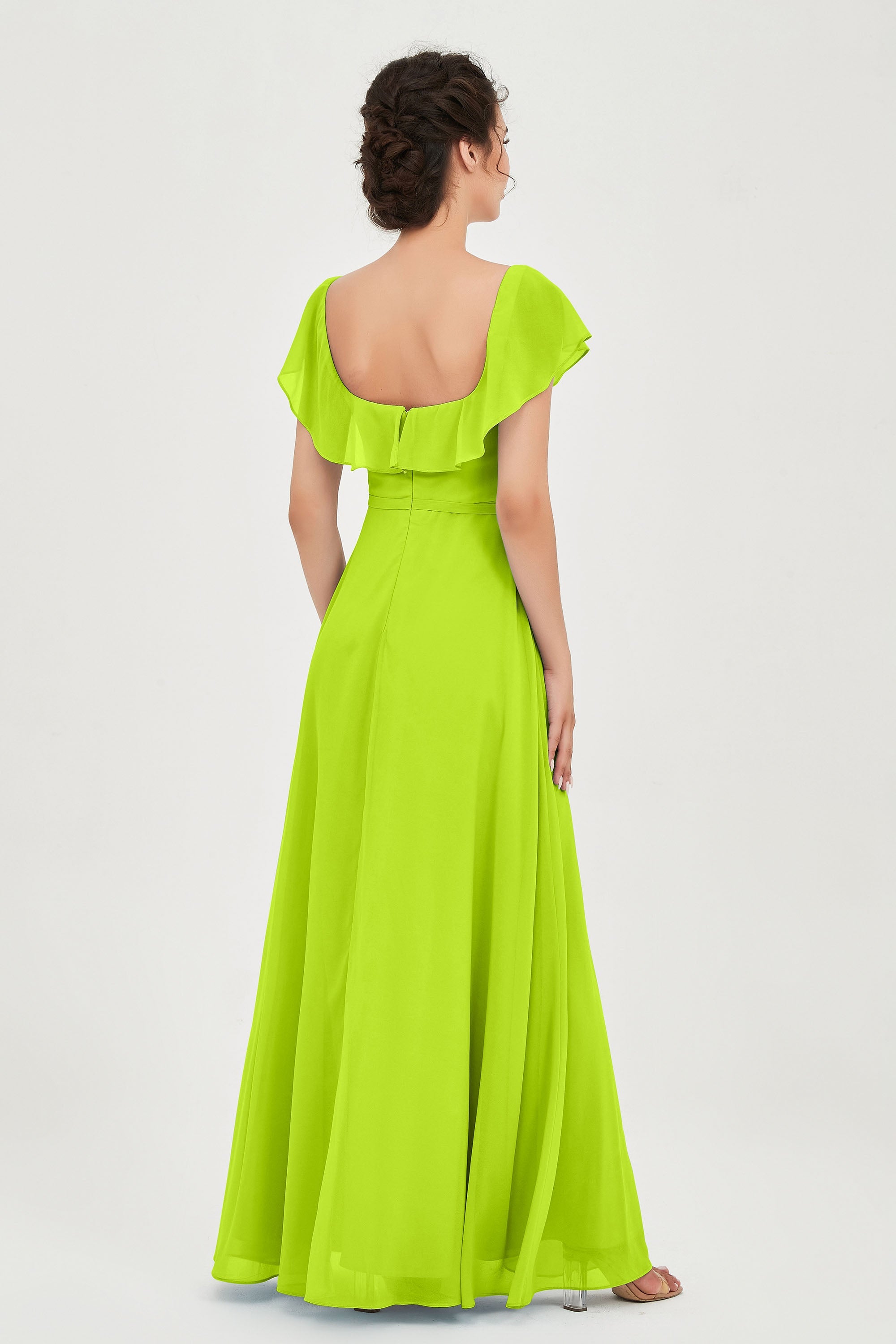 Classic Chiffon A Line Bridesmaid Dress Flutter Sleeves Formal Evening Prom Dresses Gowns