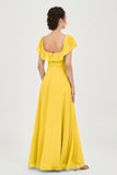 Classic Chiffon A Line Bridesmaid Dress Flutter Sleeves Formal Evening Prom Dresses Gowns