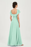 Classic Chiffon A Line Bridesmaid Dress Flutter Sleeves Formal Evening Prom Dresses Gowns