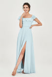 Classic Chiffon A Line Bridesmaid Dress Flutter Sleeves Formal Evening Prom Dresses Gowns