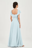 Classic Chiffon A Line Bridesmaid Dress Flutter Sleeves Formal Evening Prom Dresses Gowns