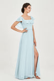 Classic Chiffon A Line Bridesmaid Dress Flutter Sleeves Formal Evening Prom Dresses Gowns