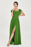 Classic Chiffon A Line Bridesmaid Dress Flutter Sleeves Formal Evening Prom Dresses Gowns
