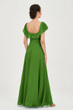Classic Chiffon A Line Bridesmaid Dress Flutter Sleeves Formal Evening Prom Dresses Gowns