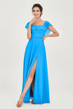 Classic Chiffon A Line Bridesmaid Dress Flutter Sleeves Formal Evening Prom Dresses Gowns