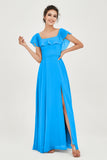 Classic Chiffon A Line Bridesmaid Dress Flutter Sleeves Formal Evening Prom Dresses Gowns