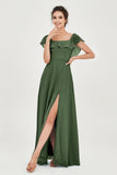 Classic Chiffon A Line Bridesmaid Dress Flutter Sleeves Formal Evening Prom Dresses Gowns