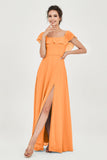 Classic Chiffon A Line Bridesmaid Dress Flutter Sleeves Formal Evening Prom Dresses Gowns