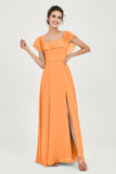 Classic Chiffon A Line Bridesmaid Dress Flutter Sleeves Formal Evening Prom Dresses Gowns