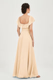 Classic Chiffon A Line Bridesmaid Dress Flutter Sleeves Formal Evening Prom Dresses Gowns