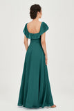 Classic Chiffon A Line Bridesmaid Dress Flutter Sleeves Formal Evening Prom Dresses Gowns