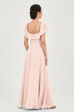 Classic Chiffon A Line Bridesmaid Dress Flutter Sleeves Formal Evening Prom Dresses Gowns