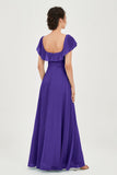 Classic Chiffon A Line Bridesmaid Dress Flutter Sleeves Formal Evening Prom Dresses Gowns