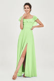 Classic Chiffon A Line Bridesmaid Dress Flutter Sleeves Formal Evening Prom Dresses Gowns
