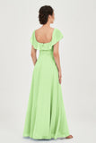 Classic Chiffon A Line Bridesmaid Dress Flutter Sleeves Formal Evening Prom Dresses Gowns