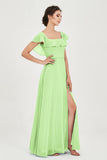 Classic Chiffon A Line Bridesmaid Dress Flutter Sleeves Formal Evening Prom Dresses Gowns