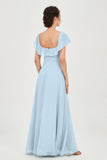 Classic Chiffon A Line Bridesmaid Dress Flutter Sleeves Formal Evening Prom Dresses Gowns
