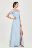 Classic Chiffon A Line Bridesmaid Dress Flutter Sleeves Formal Evening Prom Dresses Gowns