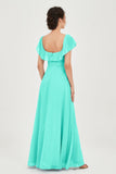 Classic Chiffon A Line Bridesmaid Dress Flutter Sleeves Formal Evening Prom Dresses Gowns