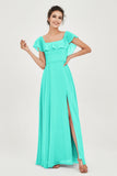 Classic Chiffon A Line Bridesmaid Dress Flutter Sleeves Formal Evening Prom Dresses Gowns