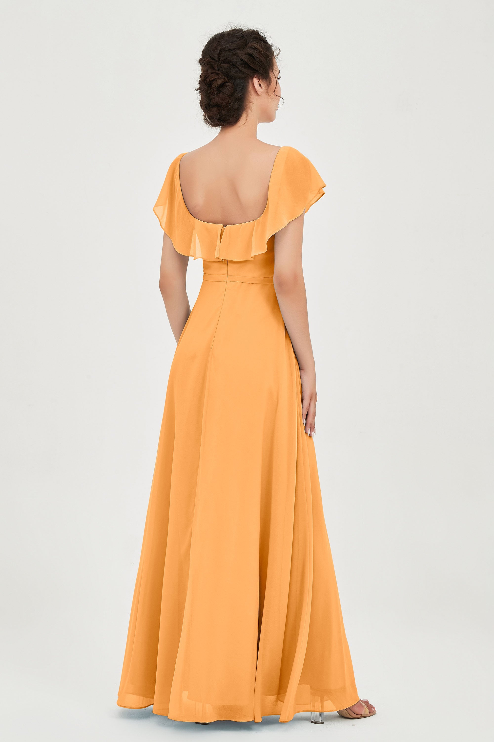 Classic Chiffon A Line Bridesmaid Dress Flutter Sleeves Formal Evening Prom Dresses Gowns