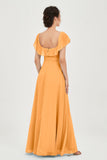Classic Chiffon A Line Bridesmaid Dress Flutter Sleeves Formal Evening Prom Dresses Gowns